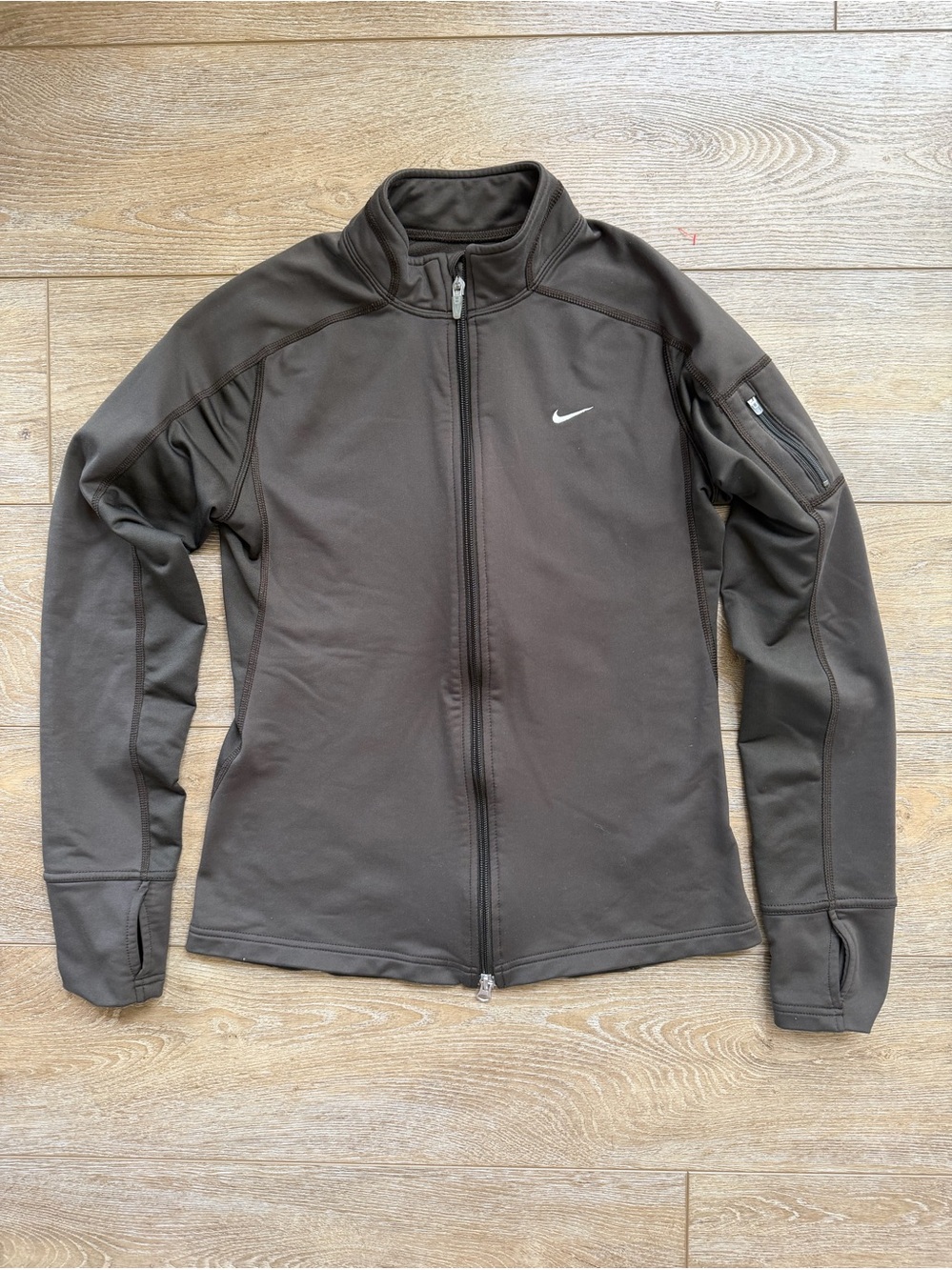 Nike Women's Fit-Dry (FITDRY) Full-Zip Running Jacket Sz Medium Olive Brown